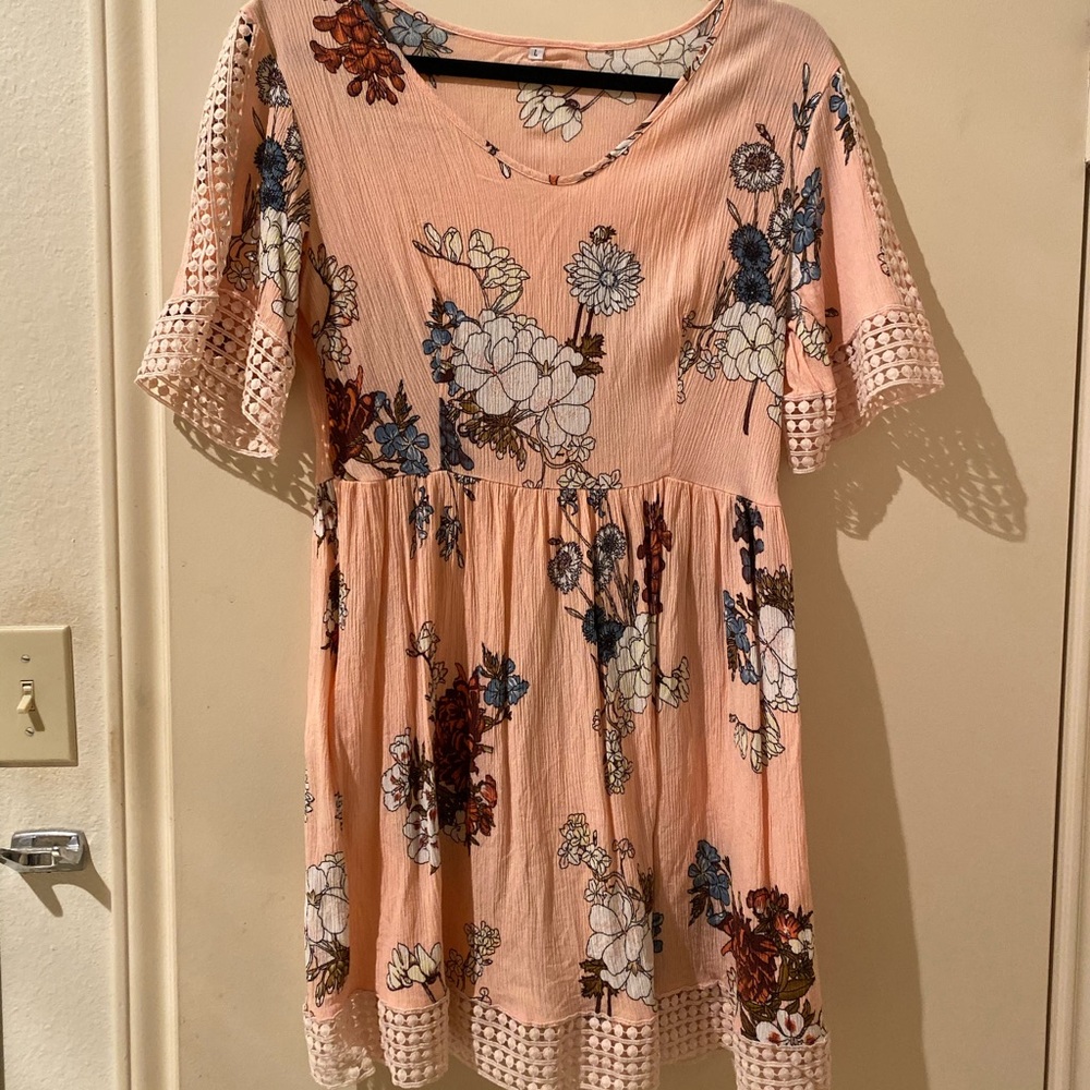 Pink floral print dress